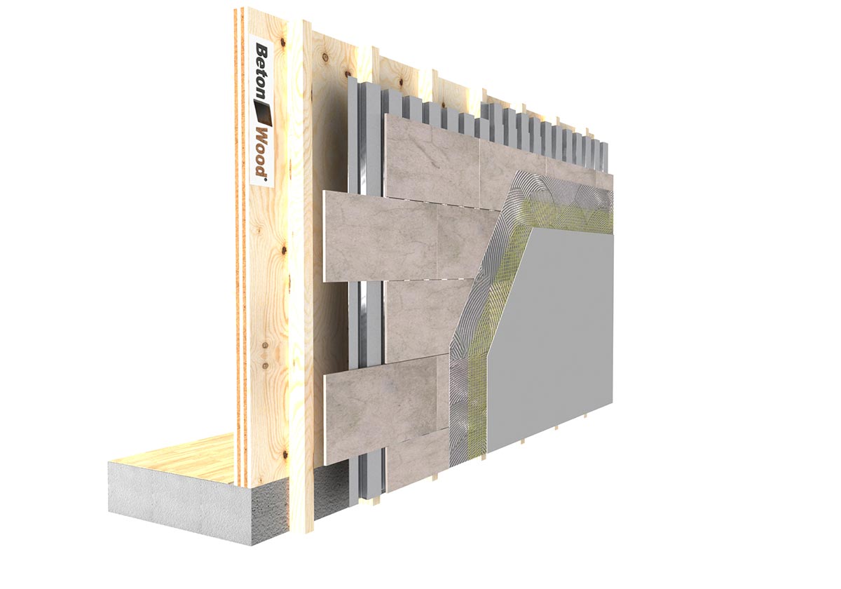 Cement bonded particle boards and metal sheet on X-lam