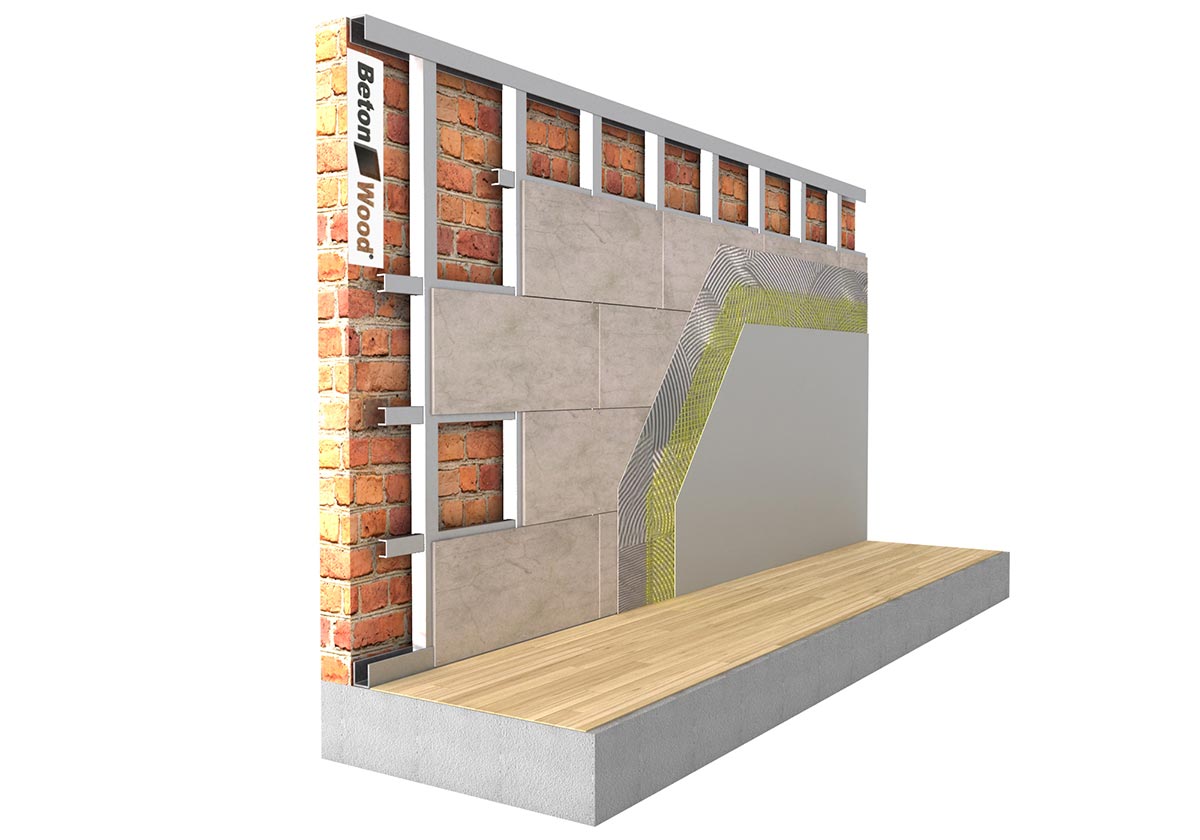 Internal cement bonded particle board on metal frame