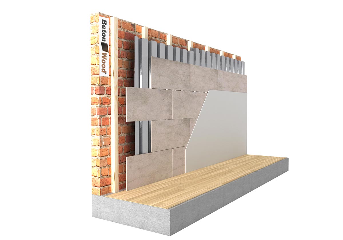 Internal cement bonded particle board and metal sheet system on beams