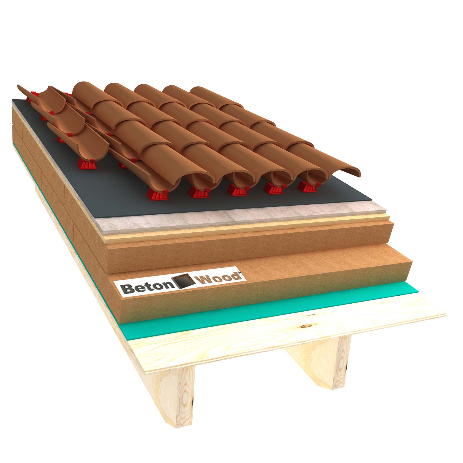 Roof system A plus with cement bonded particle boards and double wood fiber